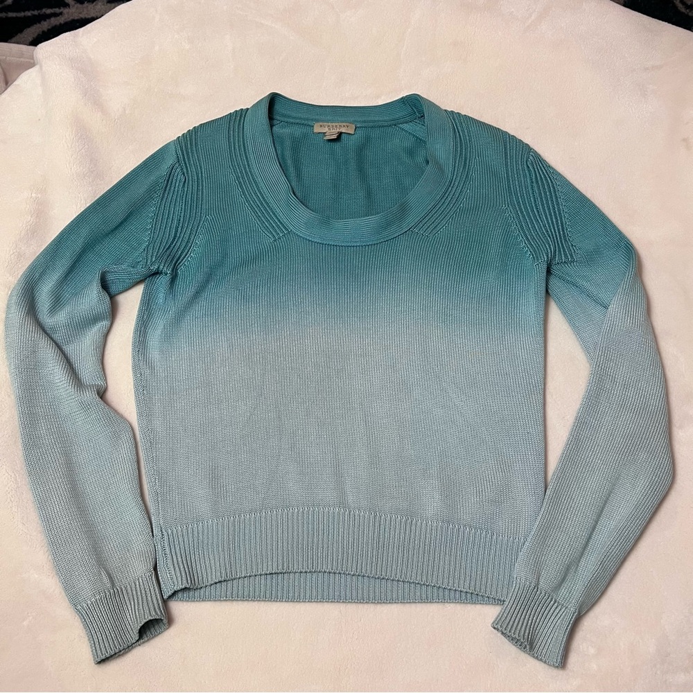 Burberry Brit 100% silk knit ombré sweater teal XS